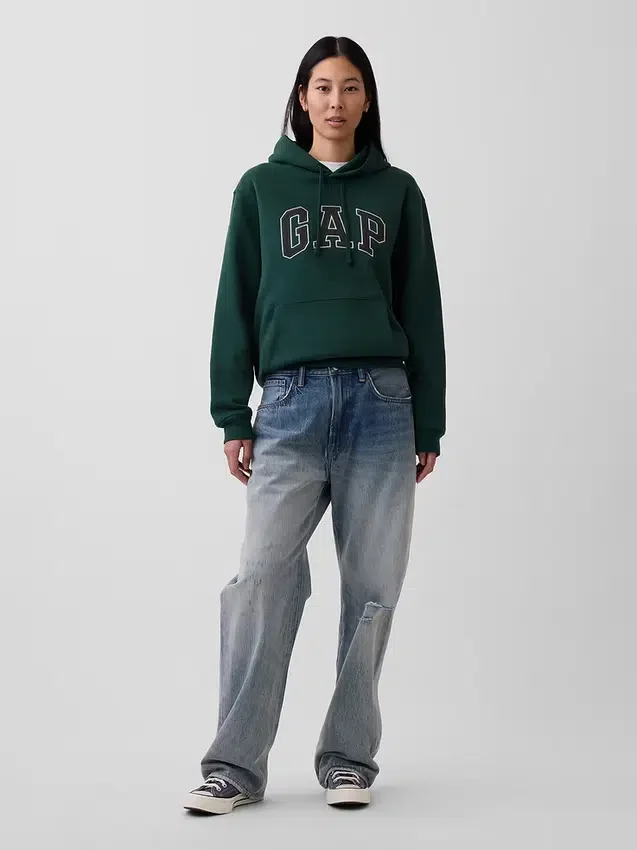 Hoodie för vuxna med Vintagesoft Arch Logo