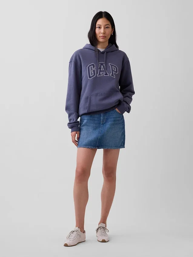 Hoodie för vuxna med Vintagesoft Arch Logo