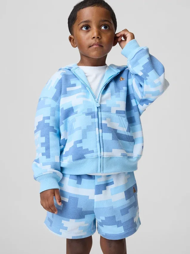 Hoodie med dragkedja för Baby & Småbarn i Vintagesoft-kamouflage