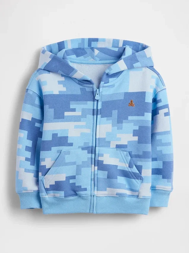 Hoodie med dragkedja för Baby & Småbarn i Vintagesoft-kamouflage