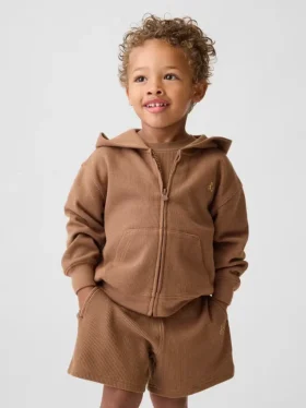 Hoodie med dragkedja i våffelstickat för Baby & Småbarn