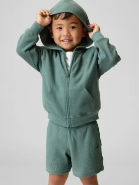 Hoodie med dragkedja i våffelstickat för Baby & Småbarn