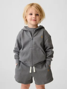 Hoodie med dragkedja i våffelstickat för Baby & Småbarn