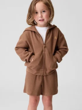 Hoodie med dragkedja i våffelstickat för Baby & Småbarn