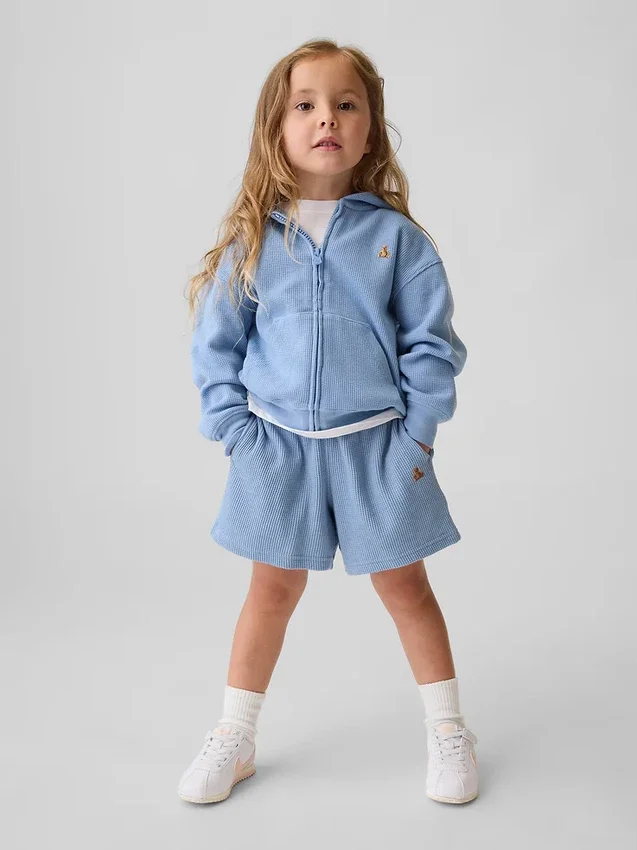 Hoodie med dragkedja i våffelstickat för Baby & Småbarn
