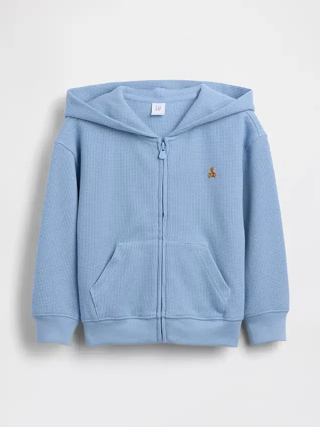Hoodie med dragkedja i våffelstickat för Baby & Småbarn