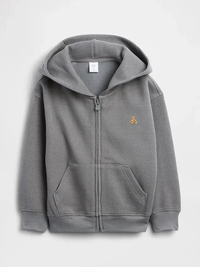 Hoodie med dragkedja i våffelstickat för Baby & Småbarn