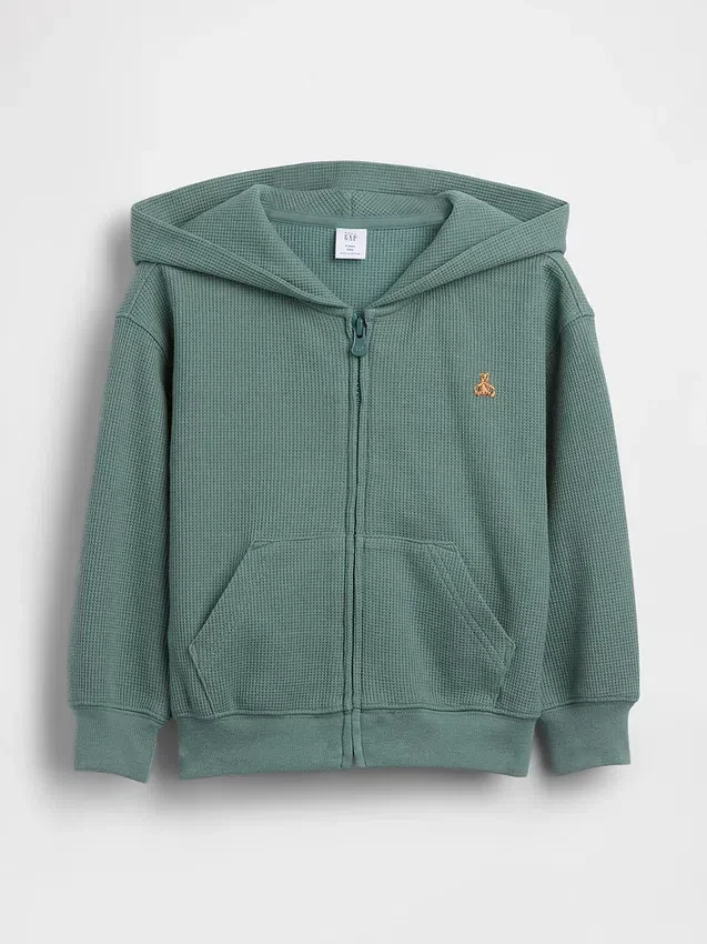 Hoodie med dragkedja i våffelstickat för Baby & Småbarn