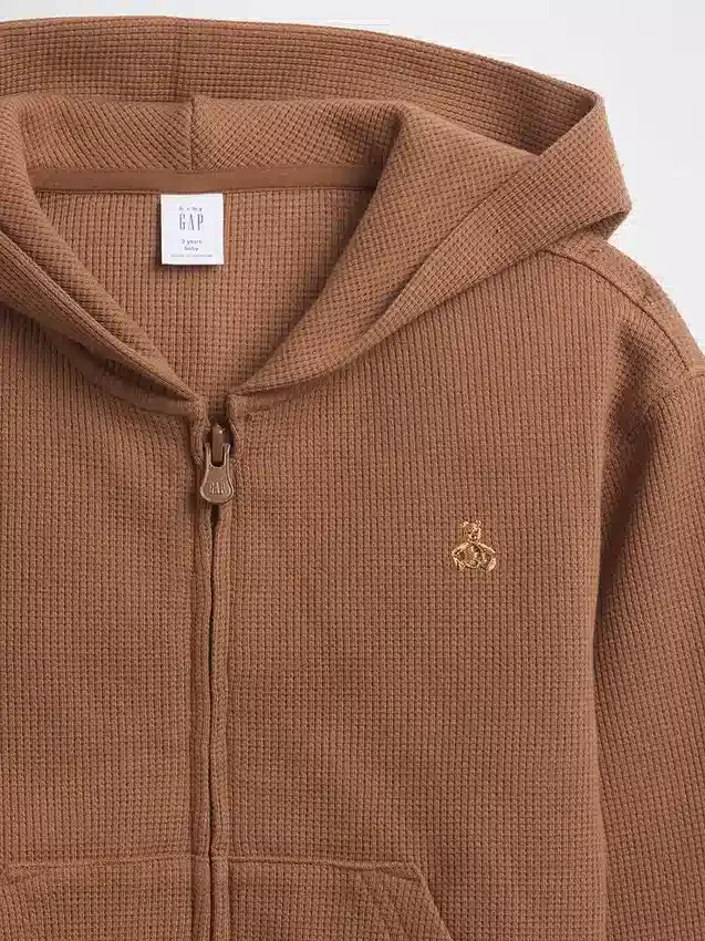 Hoodie med dragkedja i våffelstickat för Baby & Småbarn