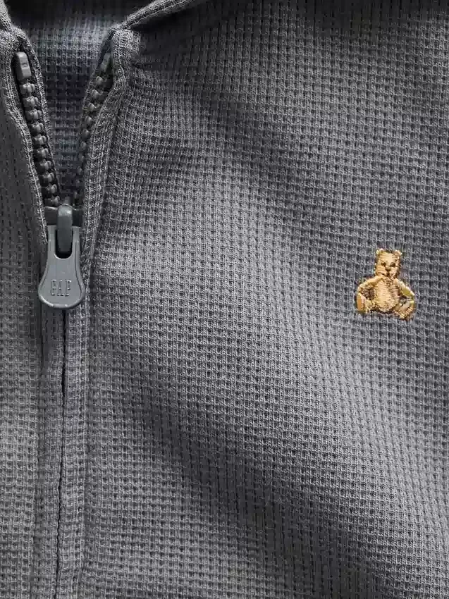 Hoodie med dragkedja i våffelstickat för Baby & Småbarn