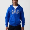 Hoodie med dragkedja och Vintagesoft Arch Logo för vuxna