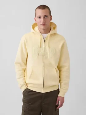 Hoodie med dragkedja och Vintagesoft Arch Logo för vuxna