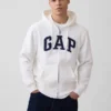 Hoodie med dragkedja och Vintagesoft Arch Logo för vuxna