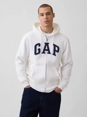 Hoodie med dragkedja och Vintagesoft Arch Logo för vuxna