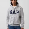 Hoodie med dragkedja och Vintagesoft Arch Logo för vuxna