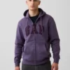 Hoodie med dragkedja och Vintagesoft Arch Logo för vuxna