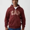 Hoodie med dragkedja och Vintagesoft Arch Logo för vuxna