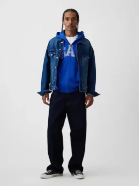 Hoodie med dragkedja och Vintagesoft Arch Logo för vuxna