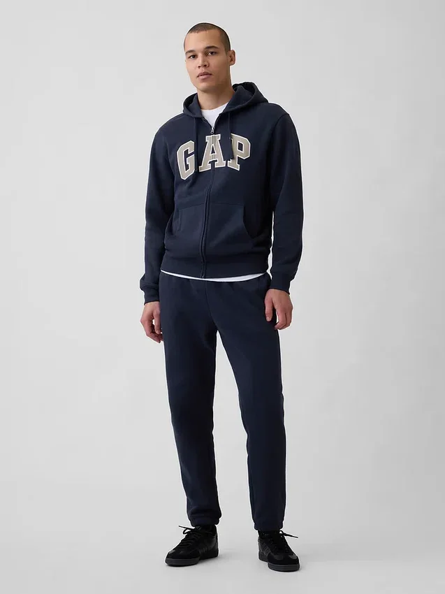 Hoodie med dragkedja och Vintagesoft Arch Logo för vuxna