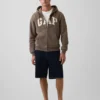 Hoodie med dragkedja och Vintagesoft Arch Logo för vuxna