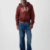 Hoodie med dragkedja och Vintagesoft Arch Logo för vuxna