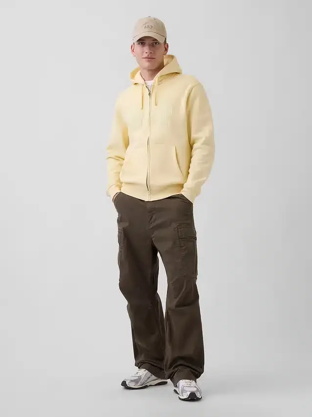 Hoodie med dragkedja och Vintagesoft Arch Logo för vuxna