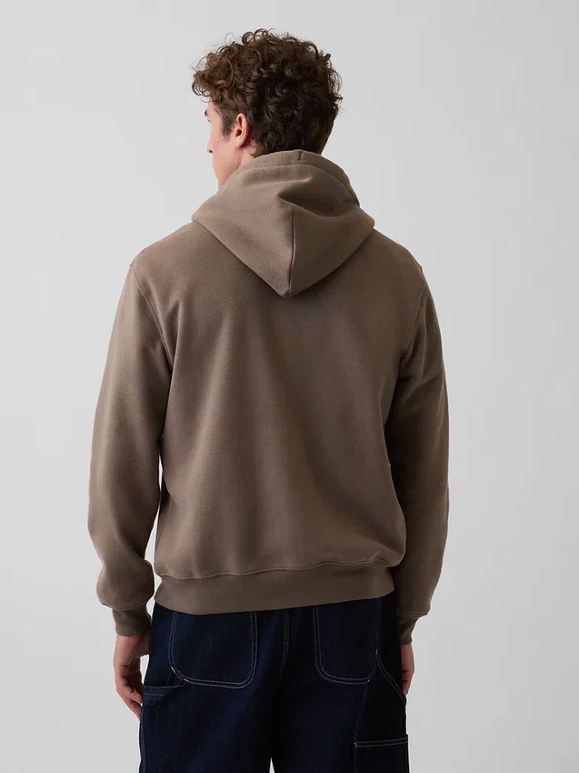 Hoodie med dragkedja och Vintagesoft Arch Logo för vuxna