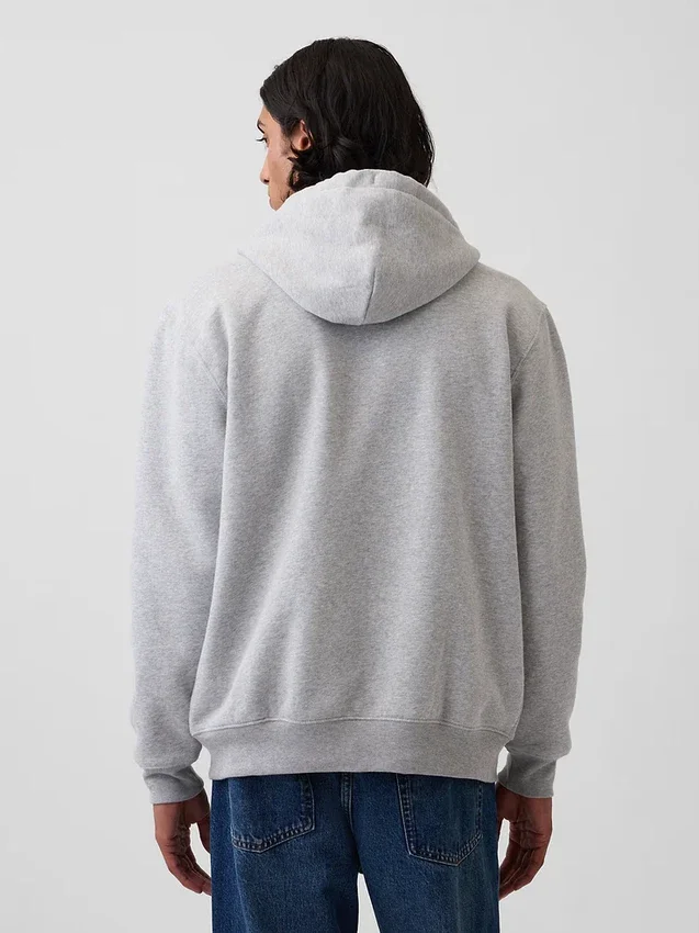Hoodie med dragkedja och Vintagesoft Arch Logo för vuxna