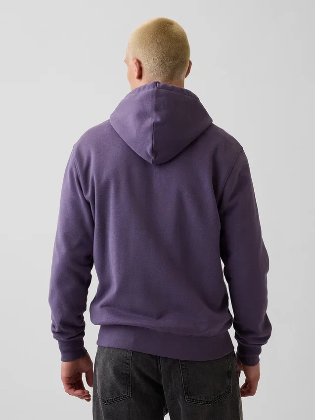 Hoodie med dragkedja och Vintagesoft Arch Logo för vuxna