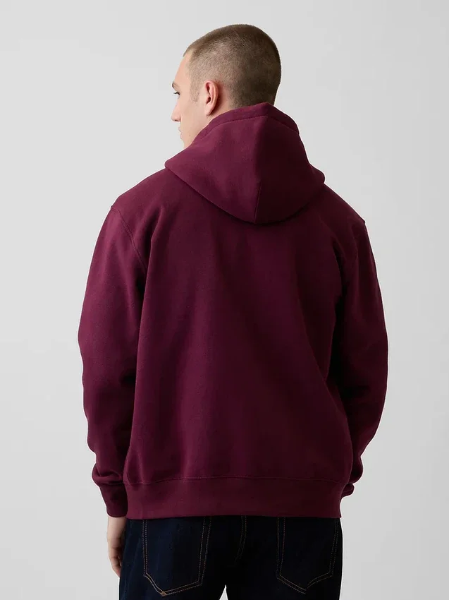 Hoodie med dragkedja och Vintagesoft Arch Logo för vuxna