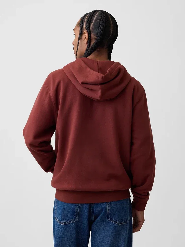 Hoodie med dragkedja och Vintagesoft Arch Logo för vuxna