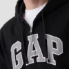 Hoodie med dragkedja och Vintagesoft Arch Logo för vuxna