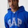 Hoodie med dragkedja och Vintagesoft Arch Logo för vuxna