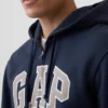Hoodie med dragkedja och Vintagesoft Arch Logo för vuxna