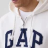 Hoodie med dragkedja och Vintagesoft Arch Logo för vuxna
