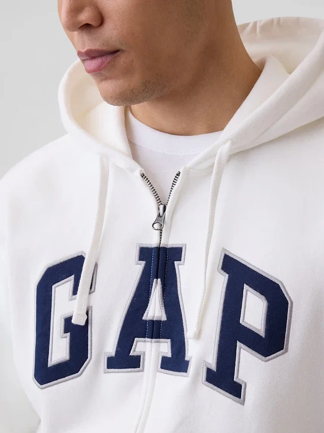 Hoodie med dragkedja och Vintagesoft Arch Logo för vuxna