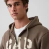 Hoodie med dragkedja och Vintagesoft Arch Logo för vuxna