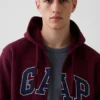 Hoodie med dragkedja och Vintagesoft Arch Logo för vuxna