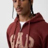 Hoodie med dragkedja och Vintagesoft Arch Logo för vuxna