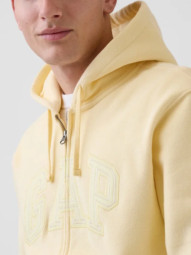 Hoodie med dragkedja och Vintagesoft Arch Logo för vuxna