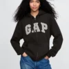 Hoodie med dragkedja och Vintagesoft Arch Logo för vuxna