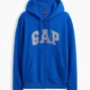 Hoodie med dragkedja och Vintagesoft Arch Logo för vuxna