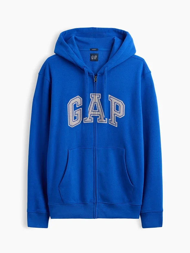 Hoodie med dragkedja och Vintagesoft Arch Logo för vuxna