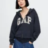 Hoodie med dragkedja och Vintagesoft Arch Logo för vuxna