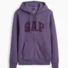 Hoodie med dragkedja och Vintagesoft Arch Logo för vuxna