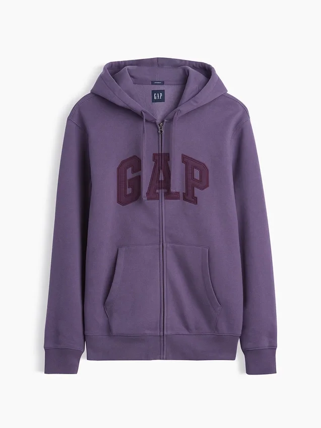 Hoodie med dragkedja och Vintagesoft Arch Logo för vuxna