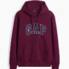 Hoodie med dragkedja och Vintagesoft Arch Logo för vuxna