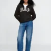 Hoodie med dragkedja och Vintagesoft Arch Logo för vuxna