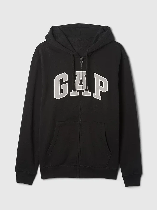 Hoodie med dragkedja och Vintagesoft Arch Logo för vuxna