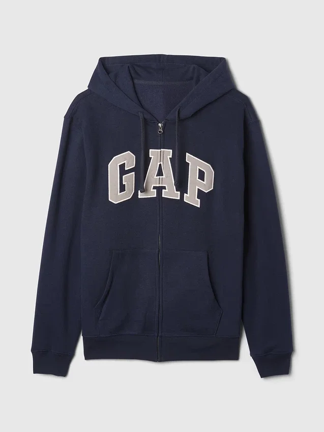 Hoodie med dragkedja och Vintagesoft Arch Logo för vuxna